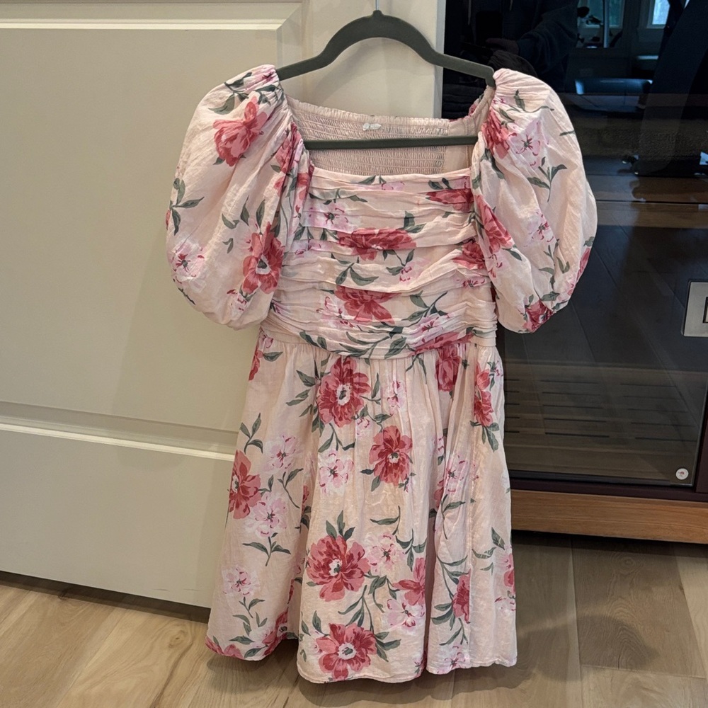 Abercrombie Kids Girls Pink Floral Puff-Sleeve Dress